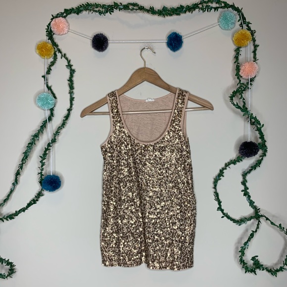 J. Crew Tops - J.Crew Rose Gold Sequin Tank Top